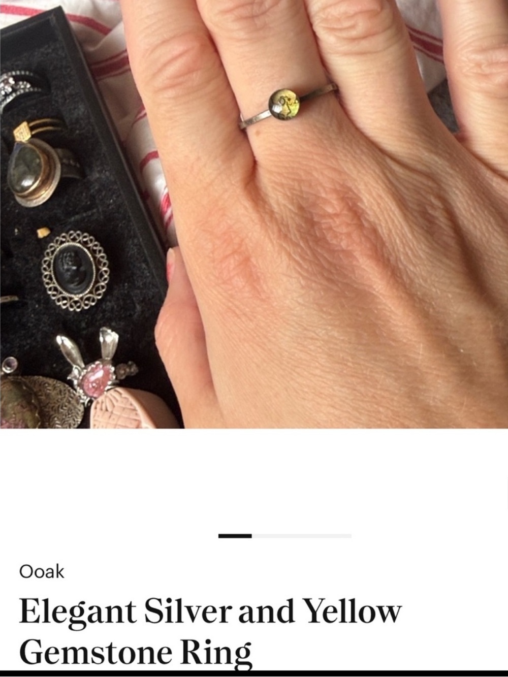 Small Stackable Sterling Silver Ring with Yellow Gemstone Design